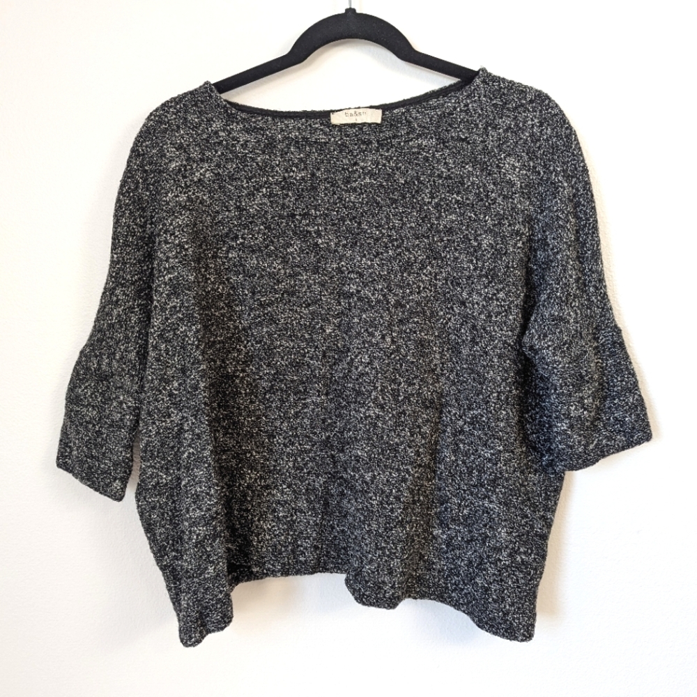 ba&sh Marled Wide Morpheus Wool Blend Jumper Sweater Black/White Small (Size 1)